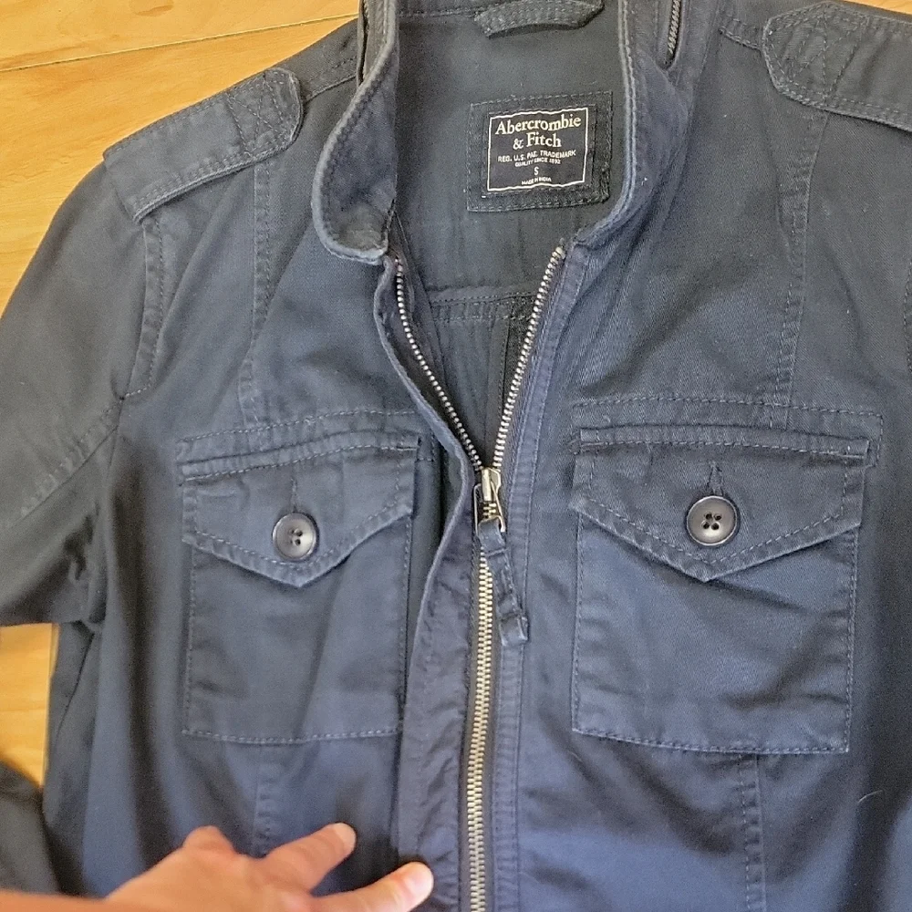 Abercrombie & Fitch Size SMALL Navy Cotton Cinch Waist Utility Jacket